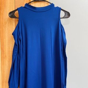 Blue off the shoulder top.